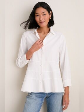Tuckernuck Pomander Place Classic White Ashley Blouse Button-Down Shirt Size:Sm.